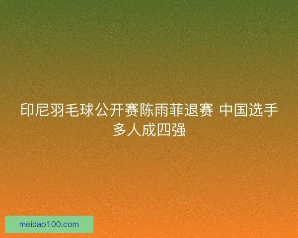印尼羽毛球公开赛陈雨菲退赛 中国选手多人成四强