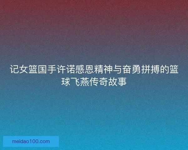记女篮国手许诺感恩精神与奋勇拼搏的篮球飞燕传奇故事