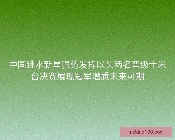 中国跳水新星强势发挥以头两名晋级十米台决赛展现冠军潜质未来可期